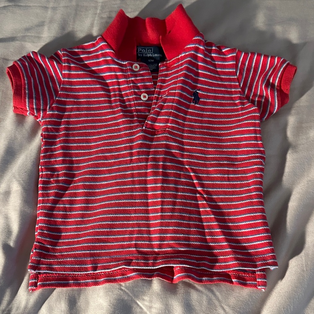 Polo by Ralph Lauren Red & White Striped baby boys 12 months Polo